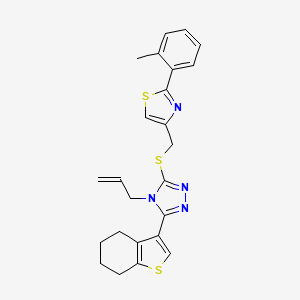 molecular formula C24H24N4S3 B4843864 4-allyl-3-({[2-(2-methylphenyl)-1,3-thiazol-4-yl]methyl}thio)-5-(4,5,6,7-tetrahydro-1-benzothien-3-yl)-4H-1,2,4-triazole 
