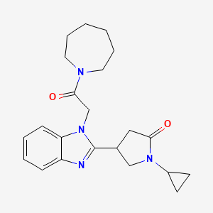 molecular formula C22H28N4O2 B4843908 4-{1-[2-(1-azepanyl)-2-oxoethyl]-1H-benzimidazol-2-yl}-1-cyclopropyl-2-pyrrolidinone 