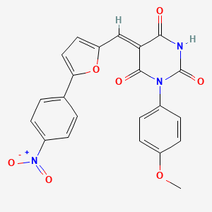 molecular formula C22H15N3O7 B4843926 1-(4-methoxyphenyl)-5-{[5-(4-nitrophenyl)-2-furyl]methylene}-2,4,6(1H,3H,5H)-pyrimidinetrione 