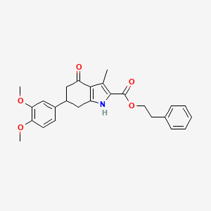 2-phenylethyl 6-(3,4-dimethoxyphenyl)-3-methyl-4-oxo-4,5,6,7-tetrahydro-1H-indole-2-carboxylate