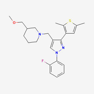molecular formula C23H28FN3OS B4843954 1-{[3-(2,5-dimethyl-3-thienyl)-1-(2-fluorophenyl)-1H-pyrazol-4-yl]methyl}-3-(methoxymethyl)piperidine 