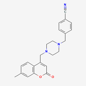 molecular formula C23H23N3O2 B4843989 4-({4-[(7-methyl-2-oxo-2H-chromen-4-yl)methyl]-1-piperazinyl}methyl)benzonitrile 