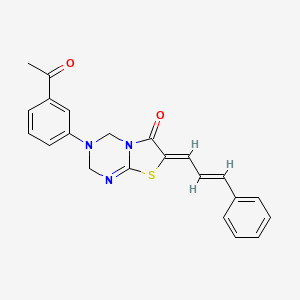3-(3-acetylphenyl)-7-(3-phenyl-2-propen-1-ylidene)-3,4-dihydro-2H-[1,3]thiazolo[3,2-a][1,3,5]triazin-6(7H)-one