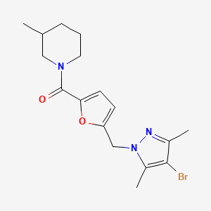 molecular formula C17H22BrN3O2 B4843995 1-{5-[(4-bromo-3,5-dimethyl-1H-pyrazol-1-yl)methyl]-2-furoyl}-3-methylpiperidine 
