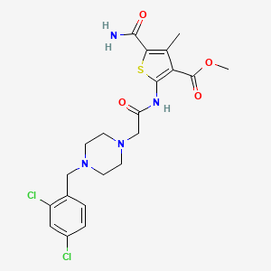 molecular formula C21H24Cl2N4O4S B4844006 methyl 5-(aminocarbonyl)-2-({[4-(2,4-dichlorobenzyl)-1-piperazinyl]acetyl}amino)-4-methyl-3-thiophenecarboxylate 