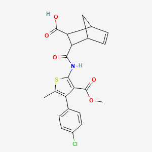 molecular formula C22H20ClNO5S B4844011 3-({[4-(4-chlorophenyl)-3-(methoxycarbonyl)-5-methyl-2-thienyl]amino}carbonyl)bicyclo[2.2.1]hept-5-ene-2-carboxylic acid 