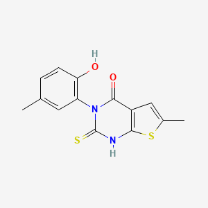 molecular formula C14H12N2O2S2 B4844023 3-(2-hydroxy-5-methylphenyl)-2-mercapto-6-methylthieno[2,3-d]pyrimidin-4(3H)-one 