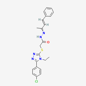 molecular formula C22H22ClN5OS B4844040 2-{[5-(4-chlorophenyl)-4-ethyl-4H-1,2,4-triazol-3-yl]thio}-N'-(1-methyl-3-phenyl-2-propen-1-ylidene)acetohydrazide 