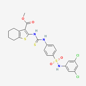 molecular formula C23H21Cl2N3O4S3 B4844047 methyl 2-({[(4-{[(3,5-dichlorophenyl)amino]sulfonyl}phenyl)amino]carbonothioyl}amino)-4,5,6,7-tetrahydro-1-benzothiophene-3-carboxylate 