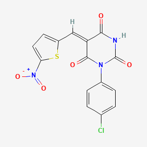 molecular formula C15H8ClN3O5S B4844073 1-(4-chlorophenyl)-5-[(5-nitro-2-thienyl)methylene]-2,4,6(1H,3H,5H)-pyrimidinetrione 