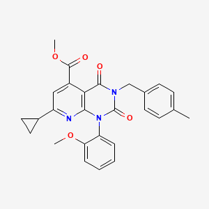 molecular formula C27H25N3O5 B4844105 methyl 7-cyclopropyl-1-(2-methoxyphenyl)-3-(4-methylbenzyl)-2,4-dioxo-1,2,3,4-tetrahydropyrido[2,3-d]pyrimidine-5-carboxylate 