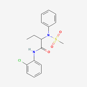 molecular formula C17H19ClN2O3S B4844112 N-(2-chlorophenyl)-2-[(methylsulfonyl)(phenyl)amino]butanamide 