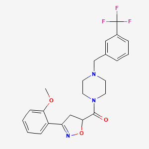 molecular formula C23H24F3N3O3 B4844118 1-{[3-(2-methoxyphenyl)-4,5-dihydro-5-isoxazolyl]carbonyl}-4-[3-(trifluoromethyl)benzyl]piperazine 