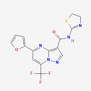 molecular formula C15H10F3N5O2S B4844211 N-(4,5-dihydro-1,3-thiazol-2-yl)-5-(2-furyl)-7-(trifluoromethyl)pyrazolo[1,5-a]pyrimidine-3-carboxamide 