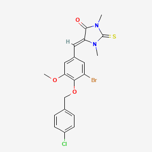 molecular formula C20H18BrClN2O3S B4844222 5-{3-bromo-4-[(4-chlorobenzyl)oxy]-5-methoxybenzylidene}-1,3-dimethyl-2-thioxo-4-imidazolidinone 