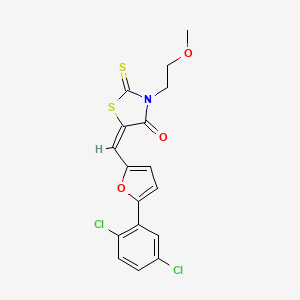 molecular formula C17H13Cl2NO3S2 B4844285 5-{[5-(2,5-dichlorophenyl)-2-furyl]methylene}-3-(2-methoxyethyl)-2-thioxo-1,3-thiazolidin-4-one 