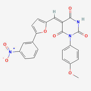 molecular formula C22H15N3O7 B4844297 1-(4-methoxyphenyl)-5-{[5-(3-nitrophenyl)-2-furyl]methylene}-2,4,6(1H,3H,5H)-pyrimidinetrione 