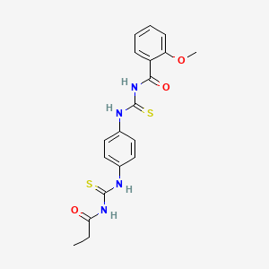 molecular formula C19H20N4O3S2 B4844298 2-methoxy-N-{[(4-{[(propionylamino)carbonothioyl]amino}phenyl)amino]carbonothioyl}benzamide 