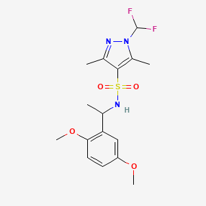 molecular formula C16H21F2N3O4S B4844306 1-(difluoromethyl)-N-[1-(2,5-dimethoxyphenyl)ethyl]-3,5-dimethyl-1H-pyrazole-4-sulfonamide 