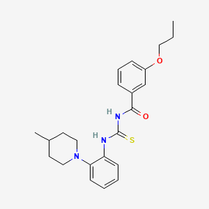 molecular formula C23H29N3O2S B4844329 N-({[2-(4-methyl-1-piperidinyl)phenyl]amino}carbonothioyl)-3-propoxybenzamide 
