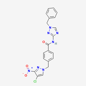 molecular formula C20H16ClN7O3 B4844366 N-(1-benzyl-1H-1,2,4-triazol-3-yl)-4-[(4-chloro-3-nitro-1H-pyrazol-1-yl)methyl]benzamide 