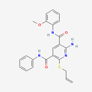 molecular formula C23H22N4O3S B4844457 2-(allylthio)-6-amino-N~5~-(2-methoxyphenyl)-N~3~-phenyl-3,5-pyridinedicarboxamide 