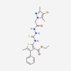 molecular formula C22H24BrN5O3S2 B4844468 ethyl 2-[({2-[(4-bromo-3,5-dimethyl-1H-pyrazol-1-yl)acetyl]hydrazino}carbonothioyl)amino]-5-methyl-4-phenyl-3-thiophenecarboxylate 