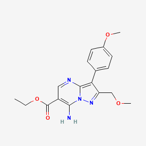 molecular formula C18H20N4O4 B4844543 ethyl 7-amino-2-(methoxymethyl)-3-(4-methoxyphenyl)pyrazolo[1,5-a]pyrimidine-6-carboxylate 