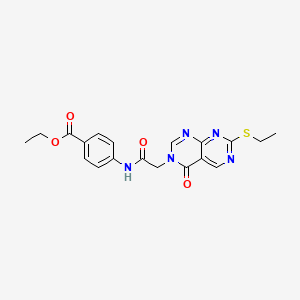 molecular formula C19H19N5O4S B4844555 ethyl 4-({[7-(ethylthio)-4-oxopyrimido[4,5-d]pyrimidin-3(4H)-yl]acetyl}amino)benzoate 