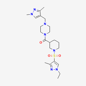 molecular formula C22H35N7O3S B4844573 1-[(1,3-dimethyl-1H-pyrazol-4-yl)methyl]-4-({1-[(1-ethyl-3-methyl-1H-pyrazol-4-yl)sulfonyl]-3-piperidinyl}carbonyl)piperazine 