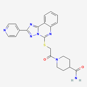 molecular formula C22H21N7O2S B4844579 1-({[2-(4-pyridinyl)[1,2,4]triazolo[1,5-c]quinazolin-5-yl]thio}acetyl)-4-piperidinecarboxamide 