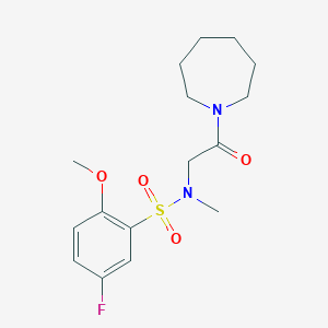molecular formula C16H23FN2O4S B4844583 N-[2-(1-azepanyl)-2-oxoethyl]-5-fluoro-2-methoxy-N-methylbenzenesulfonamide 