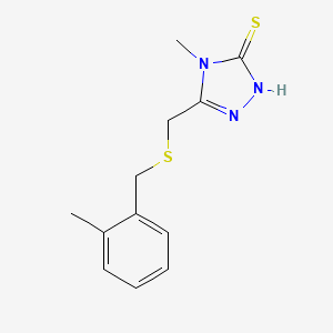 molecular formula C12H15N3S2 B4844595 4-methyl-5-{[(2-methylbenzyl)thio]methyl}-4H-1,2,4-triazole-3-thiol 