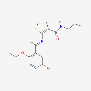 molecular formula C17H19BrN2O2S B4844602 2-[(5-bromo-2-ethoxybenzylidene)amino]-N-propyl-3-thiophenecarboxamide 