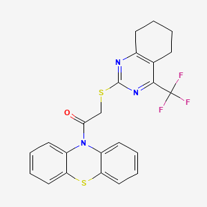 molecular formula C23H18F3N3OS2 B4844624 10-({[4-(trifluoromethyl)-5,6,7,8-tetrahydro-2-quinazolinyl]thio}acetyl)-10H-phenothiazine 