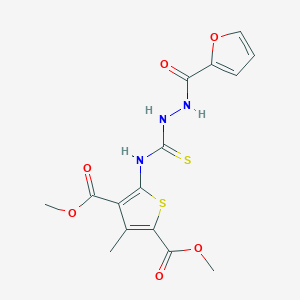 molecular formula C15H15N3O6S2 B4844697 dimethyl 5-({[2-(2-furoyl)hydrazino]carbonothioyl}amino)-3-methyl-2,4-thiophenedicarboxylate 