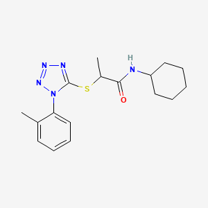 molecular formula C17H23N5OS B4844703 N-cyclohexyl-2-{[1-(2-methylphenyl)-1H-tetrazol-5-yl]thio}propanamide 