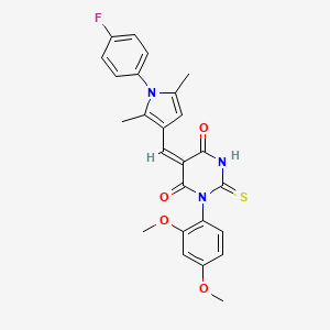 molecular formula C25H22FN3O4S B4844827 1-(2,4-dimethoxyphenyl)-5-{[1-(4-fluorophenyl)-2,5-dimethyl-1H-pyrrol-3-yl]methylene}-2-thioxodihydro-4,6(1H,5H)-pyrimidinedione 