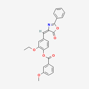 molecular formula C26H21NO6 B4844828 2-ethoxy-4-[(5-oxo-2-phenyl-1,3-oxazol-4(5H)-ylidene)methyl]phenyl 3-methoxybenzoate 