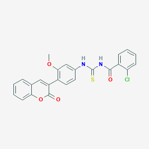 2-chloro-N-({[3-methoxy-4-(2-oxo-2H-chromen-3-yl)phenyl]amino}carbonothioyl)benzamide