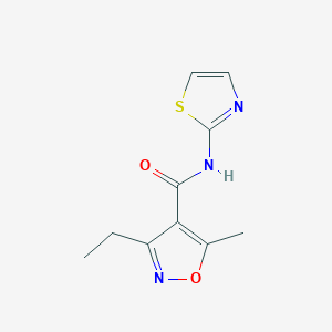 molecular formula C10H11N3O2S B4844950 3-ethyl-5-methyl-N-1,3-thiazol-2-yl-4-isoxazolecarboxamide 