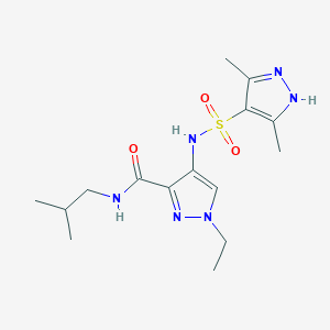 molecular formula C15H24N6O3S B4844961 4-{[(3,5-dimethyl-1H-pyrazol-4-yl)sulfonyl]amino}-1-ethyl-N-isobutyl-1H-pyrazole-3-carboxamide 