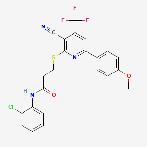 molecular formula C23H17ClF3N3O2S B4845054 N-(2-chlorophenyl)-3-{[3-cyano-6-(4-methoxyphenyl)-4-(trifluoromethyl)-2-pyridinyl]thio}propanamide 