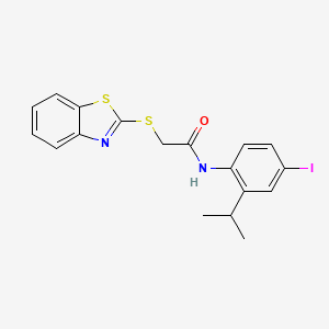 molecular formula C18H17IN2OS2 B4845062 2-(1,3-benzothiazol-2-ylthio)-N-(4-iodo-2-isopropylphenyl)acetamide 