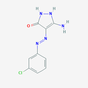 molecular formula C9H8ClN5O B484507 5-amino-4-[(3-chlorophenyl)diazenyl]-1,2-dihydro-3H-pyrazol-3-one 