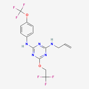 molecular formula C15H13F6N5O2 B4845108 N-allyl-6-(2,2,2-trifluoroethoxy)-N'-[4-(trifluoromethoxy)phenyl]-1,3,5-triazine-2,4-diamine 