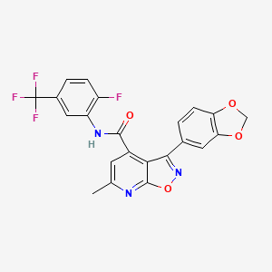 molecular formula C22H13F4N3O4 B4845118 3-(1,3-benzodioxol-5-yl)-N-[2-fluoro-5-(trifluoromethyl)phenyl]-6-methylisoxazolo[5,4-b]pyridine-4-carboxamide 