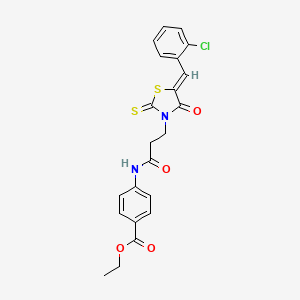 molecular formula C22H19ClN2O4S2 B4845127 ethyl 4-({3-[5-(2-chlorobenzylidene)-4-oxo-2-thioxo-1,3-thiazolidin-3-yl]propanoyl}amino)benzoate 