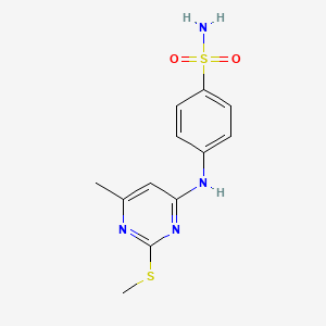 molecular formula C12H14N4O2S2 B4845178 4-{[6-methyl-2-(methylthio)-4-pyrimidinyl]amino}benzenesulfonamide 