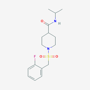 molecular formula C16H23FN2O3S B4845212 1-[(2-fluorobenzyl)sulfonyl]-N-isopropyl-4-piperidinecarboxamide 
